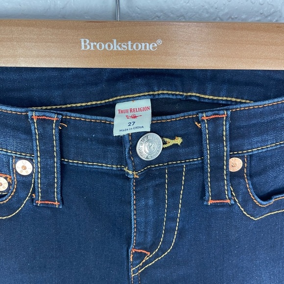 NEW TRUE Religion HALLE MID RISE SUPER SKINNY Dark Blue Denim JEAN - Picture 5 of 10